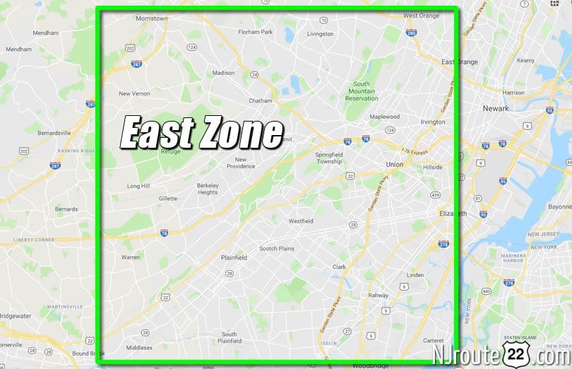 NJ route 22 East Zone graphic